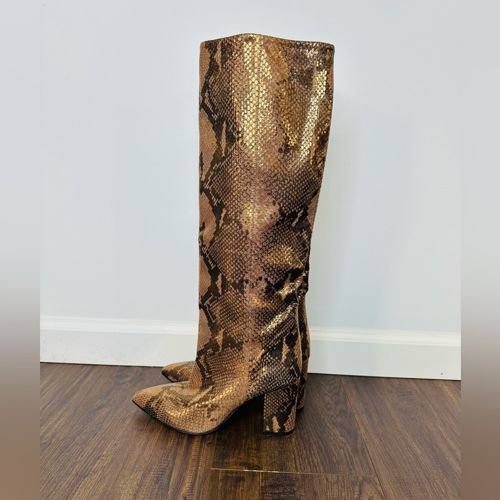 Paris Texas Knee-high Lamé Python-embossed Leathe… - image 6